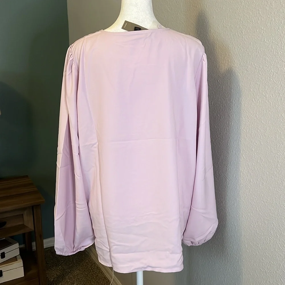 JCrew Puff Sleeve Satin Back Crepe Blouse Pink Size Large Tall NWT